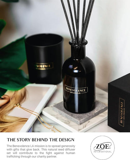 Reed Diffuser Set, Relaxing Rose & Sandalwood Fragrance Diffuser, Aromatherapy Reed Diffuser Sticks with Gift Box, Scented Sticks Diffuser, Bathroom Diffuser