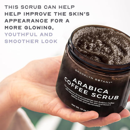 Dead Sea Salt and Arabica Coffee Body Scrub 10 Oz - Moisturizing and Exfoliating Body, Face, Hand, Foot Scrub - Fights Stretch Marks, Fine Lines, Wrinkles - Great Gifts for Women & Men