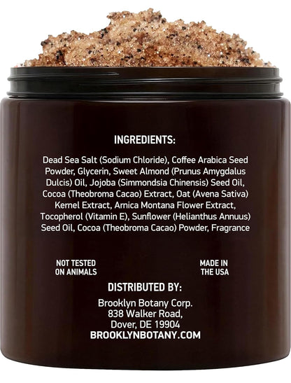 Dead Sea Salt and Arabica Coffee Body Scrub 10 Oz - Moisturizing and Exfoliating Body, Face, Hand, Foot Scrub - Fights Stretch Marks, Fine Lines, Wrinkles - Great Gifts for Women & Men