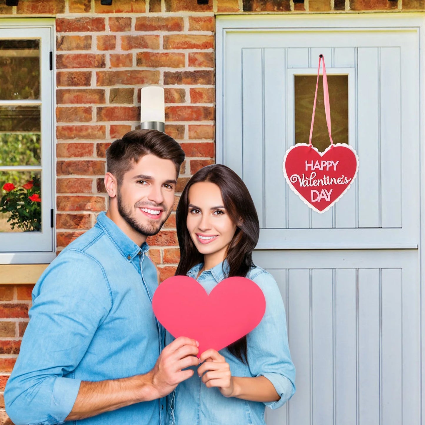 Ydojg Valentine'S Day Signs Love Heart Shape Hanging Decor Doorplate-Happy Sign Front Door Valentines Decorations for the Home